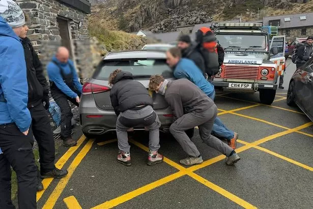 Mercedes 'bounced' out of the way for blocking access during medical emergency